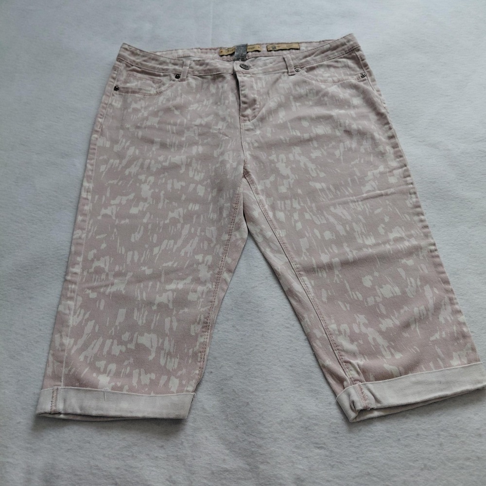 Vanilla Star Jeans Womens Skinny Pink Abstract Camo Cuffed Capris M2676-655 16